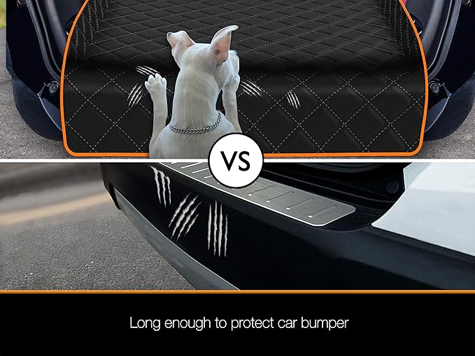 iBuddy Dog Cargo Liner for Large SUV, Waterproof Dog Cargo Cover with Bumper Flap Protection Durable Car Trunk Mat for Pets Keep Your Vehicle Trunk Clean Universal Fit X-Lager SUV Car Seat Cover