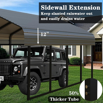 Heavy Duty Metal Carport 10x20 ft Galvanized Steel Carport Shelter for 2 Car - Extra Large Canopy for Dual Vehicle, RV & Boat Storage All Weather Protection Garage Party Tent (10 x 20 FT)