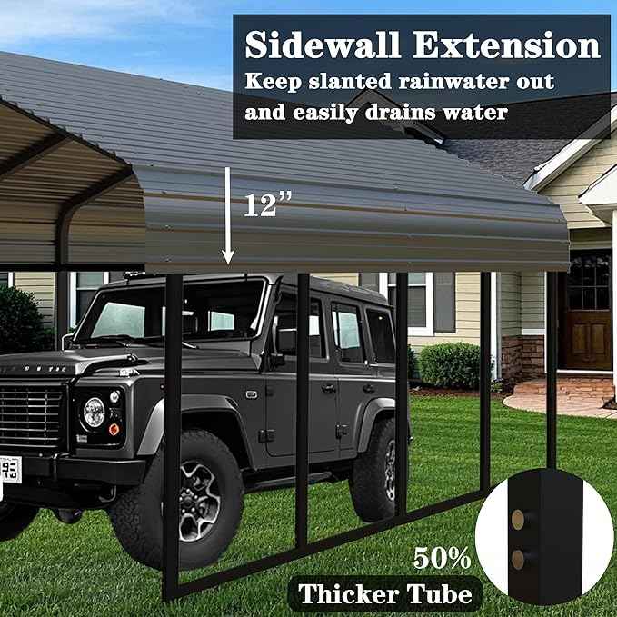 Heavy Duty Metal Carport 20x20 FT Galvanized Steel Carport Shelter for 2 Car Extra Large Canopy for Dual Vehicle, RV Boat Storage All Weather Protection Garage Party Tent (20x20 FT)