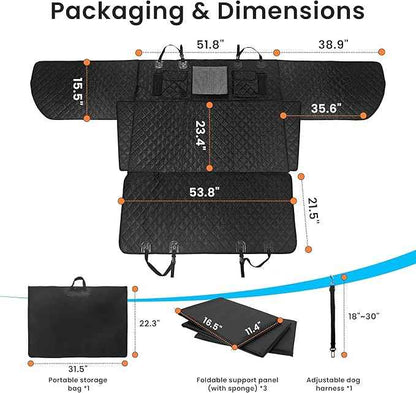 Dog Car Seat Cover for Back Seat, Hard Bottom Back Seat Extender for Dogs with Door Protector, Anti Scratch, Waterproof & Non-Slip Dog Backseat Cover for Small Mid Cars, SUVs & Trucks, Holds 450Lbs