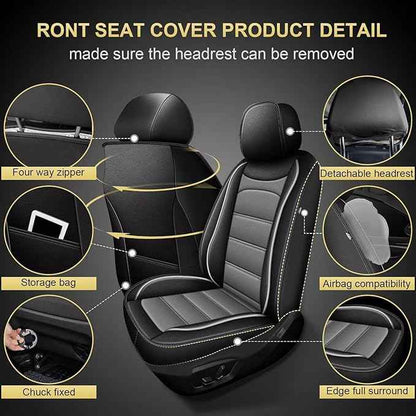 Car Seat Covers Fit for Hyundai Santa Cruz 2022 2024 2025 2026: Full Set Luxury Leather Automotive Seat Covers, Car Seat Protector(5 Seats, Black&Grey)