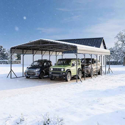 20x30 FT Heavy Duty Metal Carport Kit, Waterproof Windproof Aluminum Car Ports with Steel Shelter Frame Cover for 2 Car or Boats, Easy Assembly Tractor/Car Storage