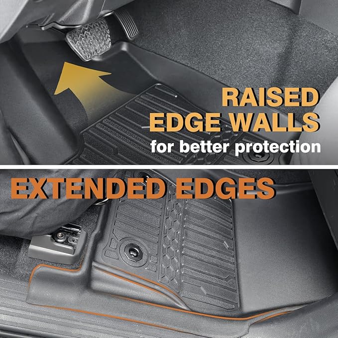 TripleAliners for Tacoma 2024 2025 | Floor Mats First Row ONLY | for Double Cab & Access Cab All Weather Liners Compatible with 2024+ Toyota Tacoma Accessories (Fit Auto Trans), 2PC