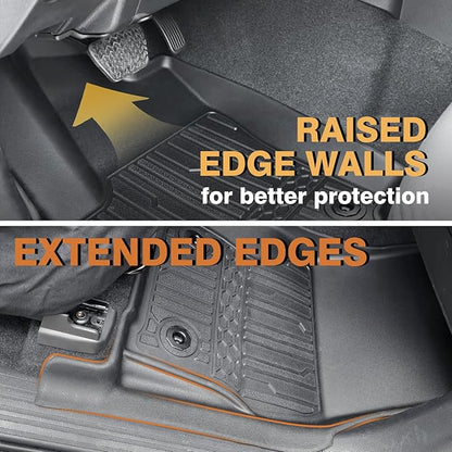 TripleAliners for Tacoma 2024 2025 | Floor Mats First Row ONLY | for Double Cab & Access Cab All Weather Liners Compatible with 2024+ Toyota Tacoma Accessories (Fit Auto Trans), 2PC