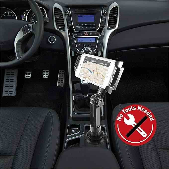 Macally Cup Holder Tablet Mount - Heavy Duty iPad Cup Holder Car Mount Stand or Tablet Holder for Car, Truck, and Vehicle - Fits Devices 3.5" - 8” Wide with Case - Adjustable iPad Holder for Car
