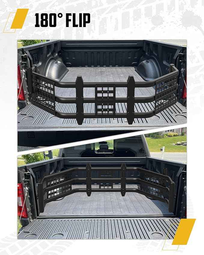 Upgraded Truck Bed Extender Fit for Ford F-150 F150 2015-2026 & Toyota Tundra 2007-2026 & Nissan Titan 2016-2024 Aluminum Tailgate Extender, with Molle Panel and Flagpole Bracket