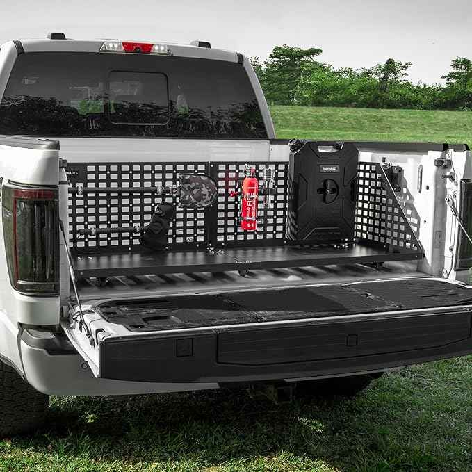 Truck Bed Organizer – MOLLE Panel Sliding Cargo Tray, Truck Bed Storage for MOLLE Accessories, Compatible with Ford F150 F250 F350 2015–2024