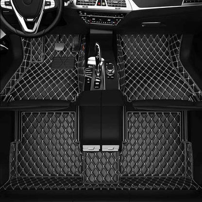 Customized Personalized car Floor MATS Luxury Full-Body car Floor mats are Suitable for 99% of Vehicle Models (Pickup Trucks/SUVs/sedans) and Offer Personalized Text Customization (Black White)