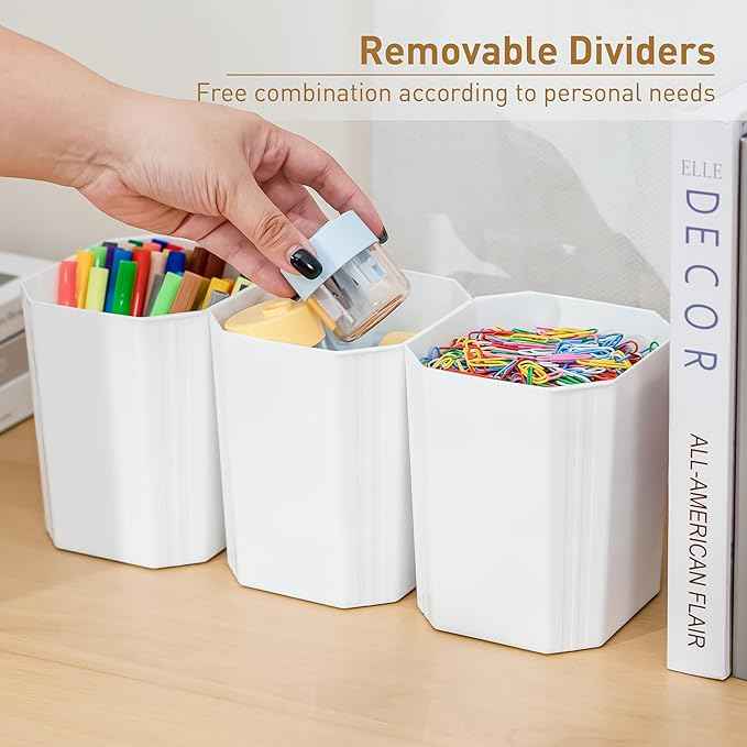 Citylife 17 QT Plastic Storage Box with Removable Tray and 6 Detachable Tall Inserts Craft Organizers and Storage Clear Storage Container for Organizing Crayon, Craft, Sewing, Playdoh, 2 Packs