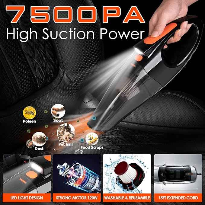 Viewsun 20PCS Car Cleaning Kit, Car Interior Detailing Kit with High Power Handheld Vacuum, Auto Detailing Drill Brush Set, Cleaning Gel, Complete Car Wash Kit Supplies for Deep Cleaning