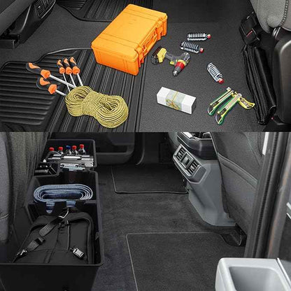 POPSTORE Rear Under Seat Storage Box Compatible with 2019-2026 Dodge Ram 1500 Crew Cab Heavy-Duty Truck with a Baffle Under Seat Organizer Box