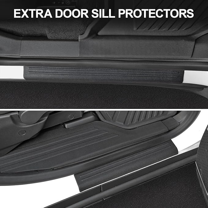 Floor Mats Full Set for 2024 2025 2026 Chevy Traverse & 2025 2026 Buick Enclave 7 Seats Captain Chairs, All Weather Cargo Trunk Liner, 2nd & 3rd Row Seat Back Cover, Door Sill Protector Accessories