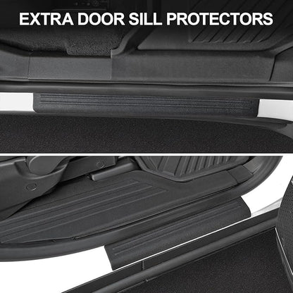 Floor Mats Full Set for 2024 2025 2026 Chevy Traverse & 2025 2026 Buick Enclave 7 Seats Captain Chairs, All Weather Cargo Trunk Liner, 2nd & 3rd Row Seat Back Cover, Door Sill Protector Accessories