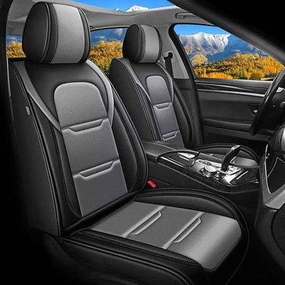 YORKNEIC Seat Covers for Car Full Set Fit for Ford Mustang Mach-E 2021-2026 Faux Leather 5 Seat Covers Waterproof Seat Protectors Automotive Seat Cushion with Airbag Compatible(5 Seat,Black&Grey)