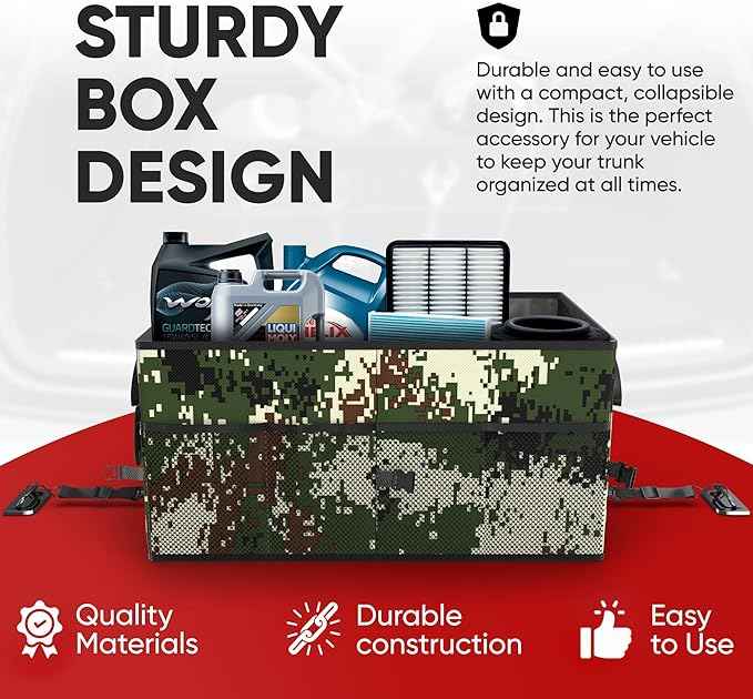 FORTEM Trunk Organizer For SUV Car Trunk Organizer, Foldable Storage, Car Accessories for Women Men, Collapsible Bag, Perfect Christmas Gifts, 600D Oxford, Non Slip Bottom, Straps, Soft Cover (50L)