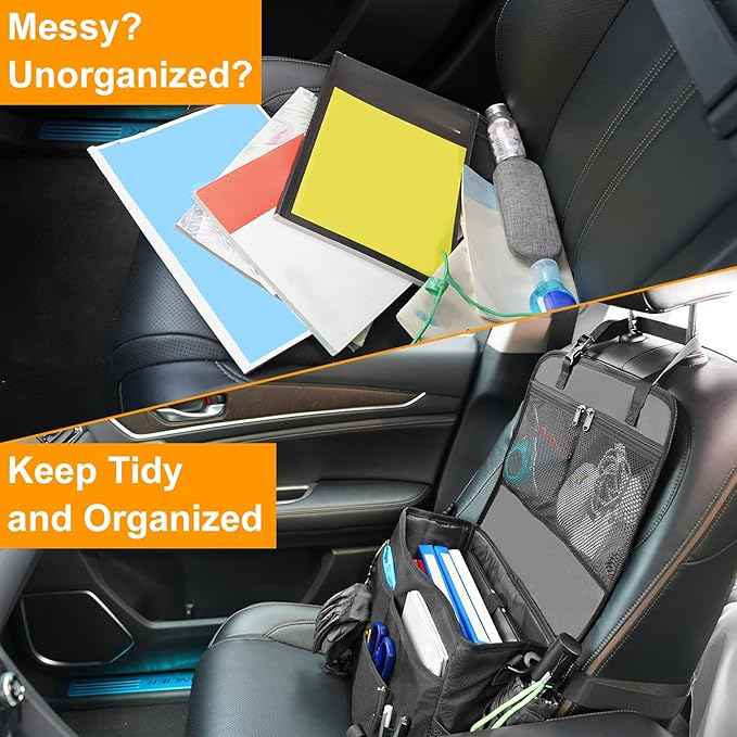 MENZOKE Car Front Seat Organizer, Patrol Bag Law Enforcement, Hanging Passenger Seat Car Organizer with 17 Inch Laptop Storage, Adjustable Strap Backseat Organizers for Truck Office, Police, Black