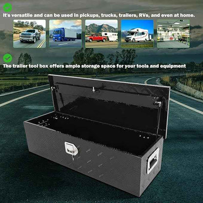 SCITOO 39 Inch Aluminum Heavy Duty Truck Bed Tool Box,Diamond Plate Crossover Storage for Most Full Size Pickups,Lockable Weatherproof Chest,Fits 39" Truck Beds,Easy Access to Load and Unload
