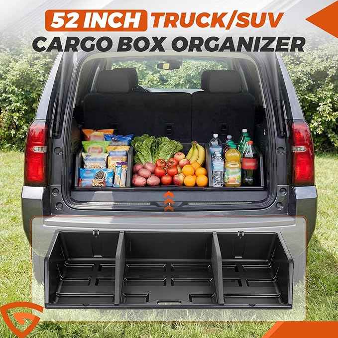 GEARLAST 52 inch Truck Bed Cargo Box, Truck Bed Organizers and Storage,Truck Bed Storage System with Isolation Netting and Tarpaulin, Tailgate-Slide Design for Effortless Loading/Unloading