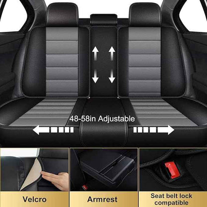 Car Seat Covers Fit for Hyundai Santa Cruz 2022 2024 2025 2026: Full Set Luxury Leather Automotive Seat Covers, Car Seat Protector(5 Seats, Black&Grey)