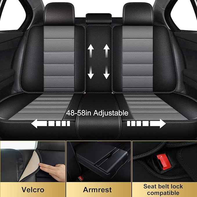 Car Seat Covers Fit for Nissan Altima 2010-2024 2025 2026 : Full Set Luxury Leather Automotive Seat Covers, Car Seat Protector(5 Seats, Black&Grey)