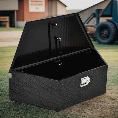 AUTOSAVER88 39" Trailer Tongue Box, Heavy Duty Aluminum Diamond Plate Trailer Tool Box, Waterproof Storage with Lock forTrucks, Trailers, and RVs