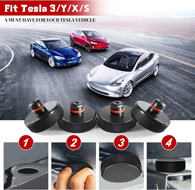 Chirano Lifting Jack Pad for Tesla Model 3/S/X/Y/Y Juniper, 4 Pucks with Storage Case, Accessories for Tesla Vehicles 2013 to 2026