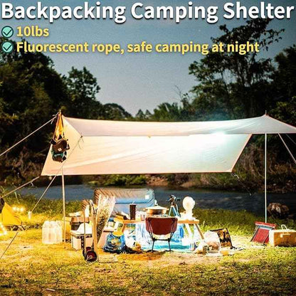DANCHEL OUTDOOR Large Van Car Awning with Suction Cups, Needn't Roof Rack Mounting, Waterproof Vehicle Camper Awning Canopy Overland Camping, 13x9.8ft Khaki