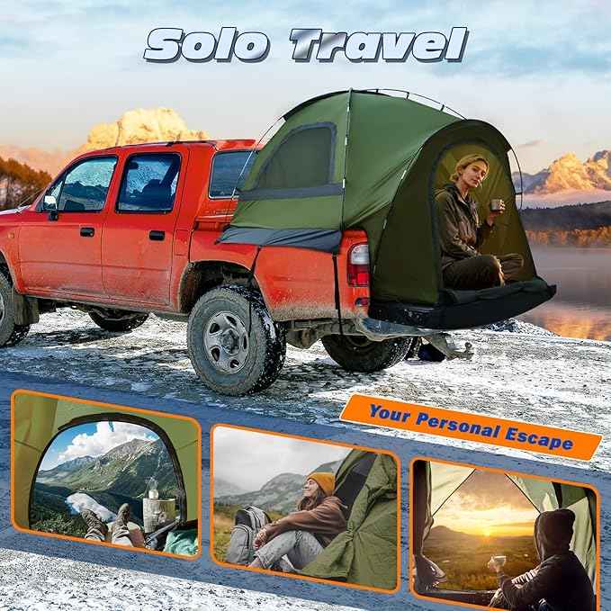 Truck Bed Tent, Waterproof PU3000mm Pickup Truck Tent for Camping Bed, 2-3 Person Sleeping Truck Tent, Portable for Car Camping