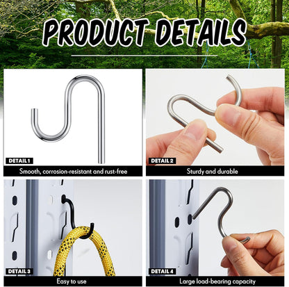 Blulu 20 Pcs 2'' Long Shed Hooks Shed Accessories for Hanging Heavy Duty Individual Utility Hooks Universal Wall Mounted J Utility Hangers for Tools Shovels Rakes Storage (Silver)