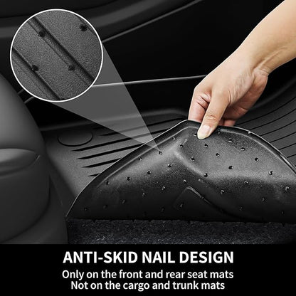 OEDRO Tesla Model Y Juniper Floor Mats 2025 2026 Custom Fit All-Weather TPE Model Y Juniper Back Seat Protector, Cargo Liner, Trunk & Interior Model Y Accessories