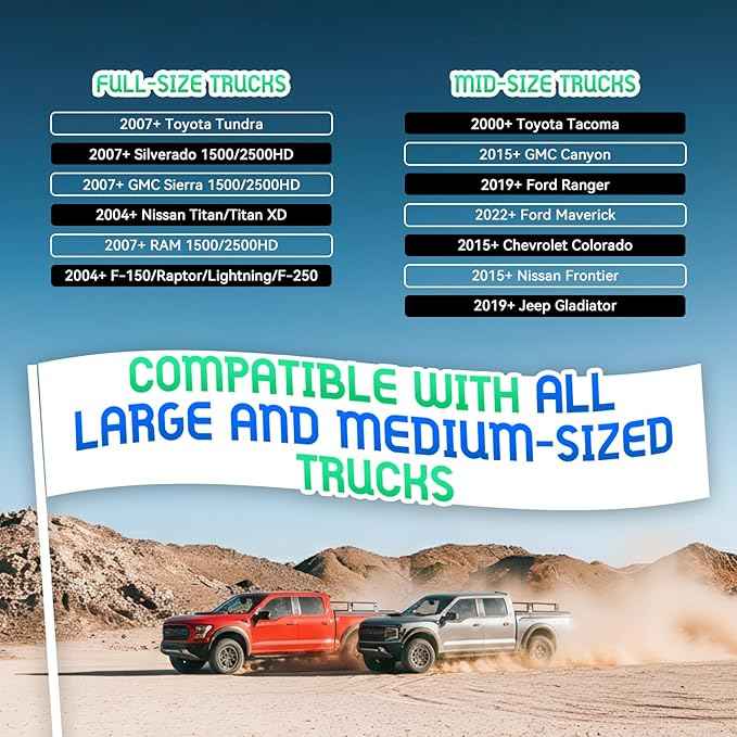 Truck Bed Adjustable Cross Bars for T-Slot Retract Cover, Wide Width Adjustment for All Pickup Trucks, 95032B