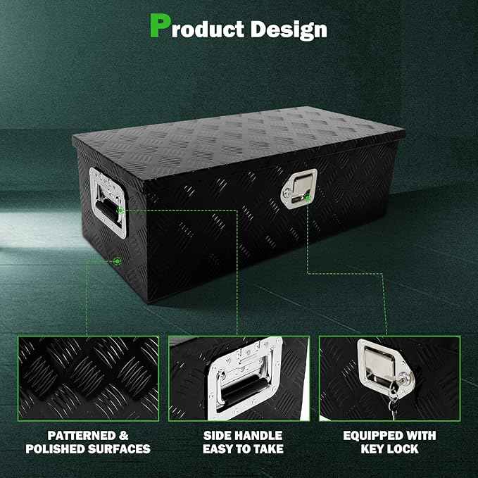 SCITOO 30 Inch Aluminum Heavy Duty Truck Bed Tool Box,Diamond Plate Crossover Storage for Most Full Size Pickups,Lockable Weatherproof Chest,Fits 30" Truck Beds,Easy Access to Load and Unload