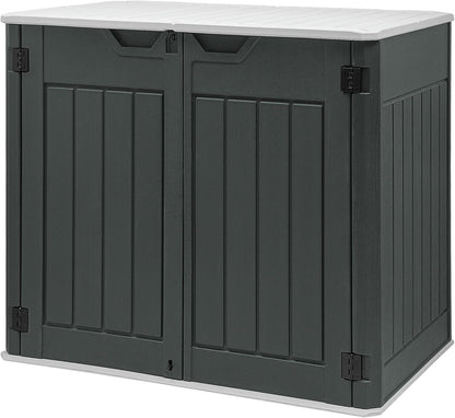 GOOBED 4.5x4ft Outdoor Horizontal Resin Storage Shed, 47 cuft Large Waterproof Tool Shed, No Shelf Included, Lockable, Easy Assembly (Dark Gray)