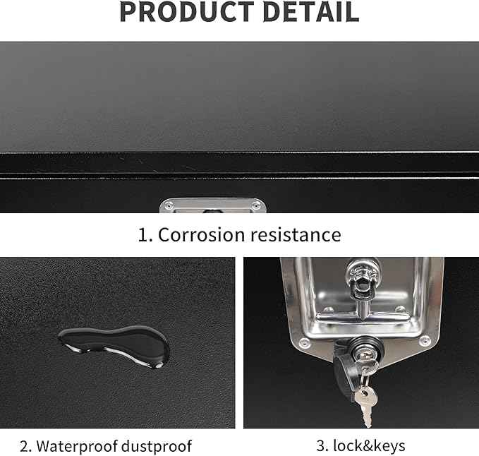 30 Inch Black Steel Truck Tool Box with T-Handle Latch Flatbed Tool Box Storage Box for Trailer Heavy Duty Truck Bed Storage Organizer Chest (18"x 18" x 30”)