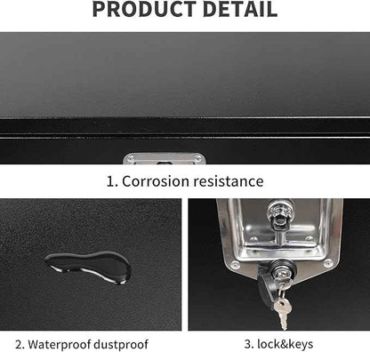30 Inch Black Steel Truck Tool Box with T-Handle Latch Flatbed Tool Box Storage Box for Trailer Heavy Duty Truck Bed Storage Organizer Chest (18"x 18" x 30”)