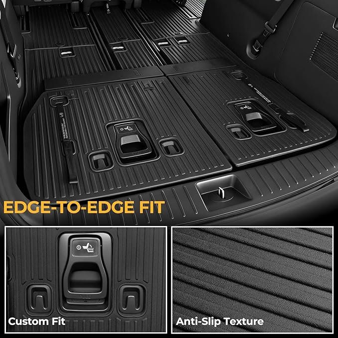 Floor Mats for Kia Carnival 2022-2026 Gas, Full Coverage All Weather Floor Mat Trunk Cargo Liner with Backrest Protectors & Door Sill Guards Accessories, Full Coverage Set (Fit 8 Sests)