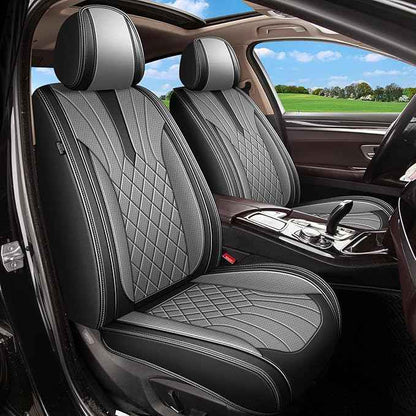 Full Set Car Seat Covers for Chevy Colorado 2015-2023 2024 2025 2026: Breathable Perforated Leather Seat Cover (Black&Grey)