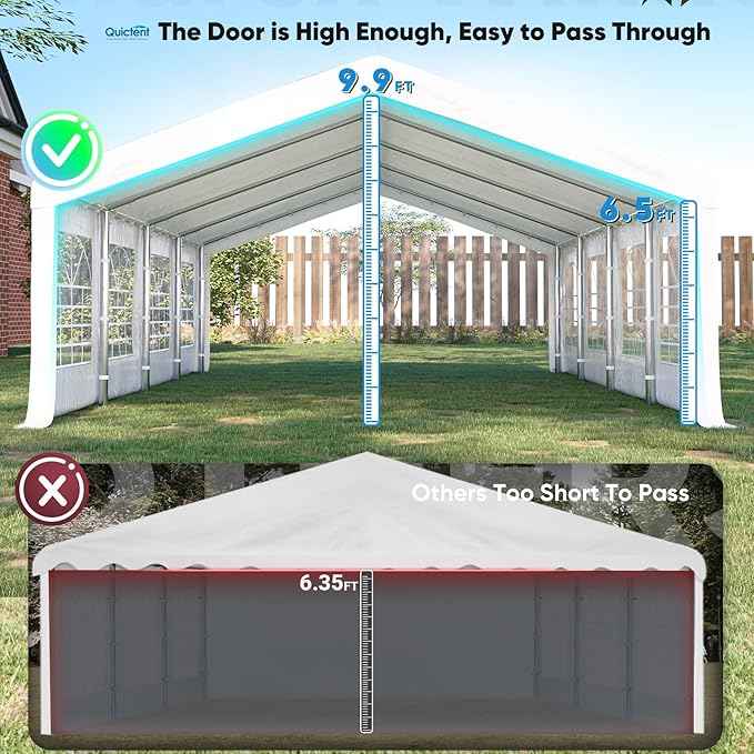 Quictent 10x30 Party Tent Heavy Duty Outdoor Canopy Tent Carport Wedding Event Shelter BBQ Wedding Tents for Parties with Storage Bags(Church)
