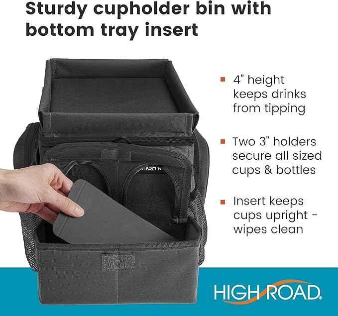 High Road CarHop Backseat Organizer for Kids and Passenger Seat Organizer for Adults - Car Seat Cooler with Cup Holders and Convertible Tray Lid