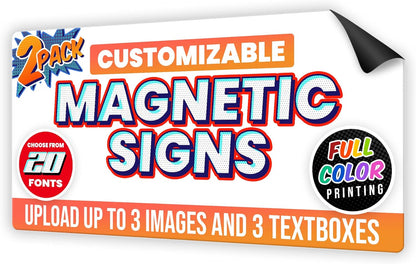 2-Pack,12"x24" Custom Magnet Signs in Full Color for Business and Advertising, 30 mil Customized Vinyl Car Magnets, Personalized Magnetic Sheets for Company Storefront & Vehicles (Rounded Corners)