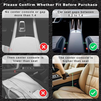 2 Pack Leather Car Seat Gap Filler Organizer for Tesla Model Y 2020-2026, with Cup Holder Universal Adjustable Storage Box Auto Interior Accessories Driver Passenger Seat, Beige