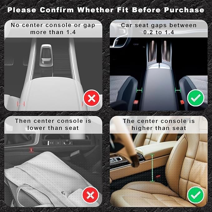 2 Pack Leather Car Seat Gap Filler Organizer for Tesla Model Y 2020-2026, with Cup Holder Universal Adjustable Storage Box Auto Interior Accessories Driver Passenger Seat,Black