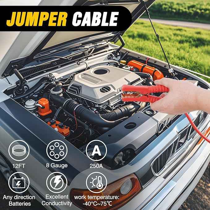 Nilight Car Emergency Kit with Jumper Cable Air Compressor Tire Repair Essential Tools First Aid Alligator Connector Electrical Kit for Travel Camping Outdoor Cars Truck SUV RV