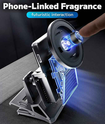 2-in-1 Magnetic Car Phone Holder & Aromatherapy Diffuser for Tesla Model Y Juniper 2025-2026 / Model 3 Highland 2024-2025 & 6-Seater YL, Screen Mount Air Freshener, Black(Ocean x3)