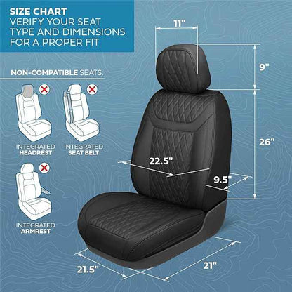 Elite Edition Napa Leather Seat Covers Full Set – Black Car Seat Covers Front Seats and Back Car Seat Protector, Waterproof and Universal Fit for Most Small to Medium Autos, Trucks & SUVs