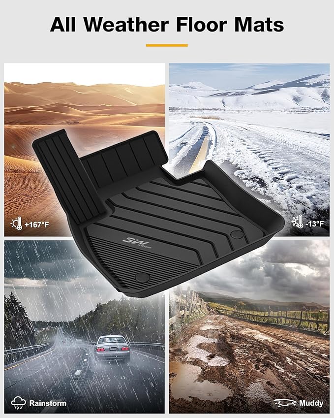 3W BMW X2 Floor Mats Fit for 2018-2023 & BMW X1 Floor Liner Fit for 2016-2022 Custom Fit All Weather TPE Floor Liner for X2 28i M35i 1st & 2nd Row Full Set, Black