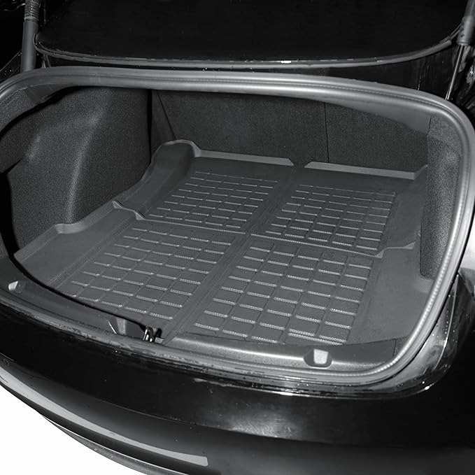 SUPER LINER Tesla Model 3 Floor Mats 2021 2022 2023 All-Weather Floor Mats Set (6 Pieces) | Custom Fit, Pet & Child-Friendly | Tesla Model 3 Cargo Liner Rear Cargo Tray Trunk Interior Accessories