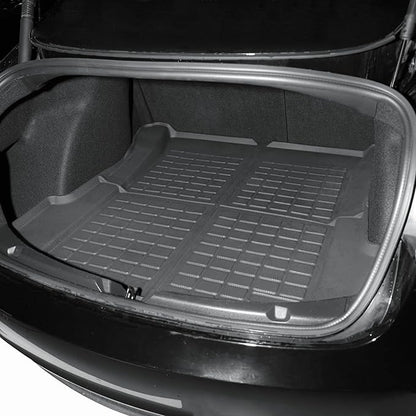 SUPER LINER Tesla Model 3 Floor Mats 2021 2022 2023 All-Weather Floor Mats Set (6 Pieces) | Custom Fit, Pet & Child-Friendly | Tesla Model 3 Cargo Liner Rear Cargo Tray Trunk Interior Accessories