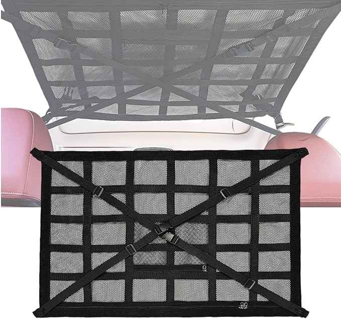 Overhead Car Organizer, Compatible with Jeep Gladiator Sport/Rubicon 2020-2025 Car Roof Storage Net Universal Car Ceiling Storage for Camping Storage Bag,Black-Medium