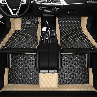 Customized Personalized car Floor MATS Luxury Full-Body car Floor mats are Suitable for 99% of Vehicle Models (Pickup Trucks/SUVs/sedans) and Offer Personalized Text Customization (Rice-Black)